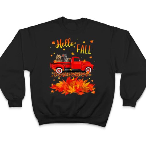 Hello Fall Cairn Terrier Leaf Autumn Red Truck Dog Lover T Shirt