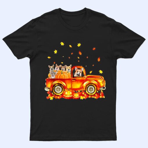 Hello Fall Corgi Leaf Autumn Red Truck Dog Lover T Shirt