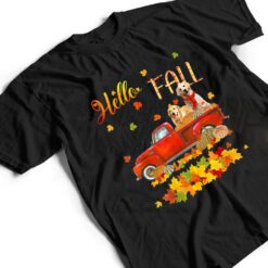 Hello Fall Golden Retriever Leaf Autumn Red Truck Dog Lover T Shirt - Dream Art Europa