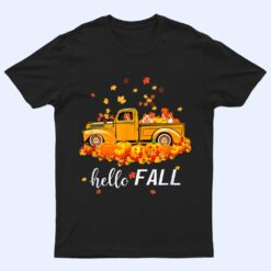 Hello Fall Pitbull Leaf Autumn Red Truck Dog Lover T Shirt