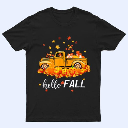 Hello Fall Pitbull Leaf Autumn Red Truck Dog Lover T Shirt