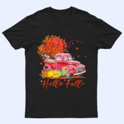 Hello Fall Siberian Husky Leaf Autumn Red Truck Dog Lover T Shirt