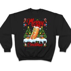 Hot Dog Fast Food Lover Lighting Santa Hat Hot Dog Christmas T Shirt - Dream Art Europa