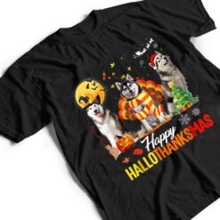 Husky Dog Happy Hallothanksmas Halloween Thanksgiving Xmas T Shirt - Dream Art Europa