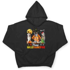 Husky Dog Happy Hallothanksmas Halloween Thanksgiving Xmas T Shirt - Dream Art Europa