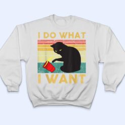 I Do What I Want Cat Coffee Black Cat Red Cup Funny Graphic T Shirt - Dream Art Europa