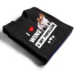 I Love Wine and My Papillon Mom Dad Dog Drinking Pet Parent T Shirt - Dream Art Europa