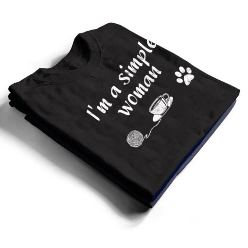 I M A Simple Woman Loves Knitting Coffee Dog Cat Paw T Shirt