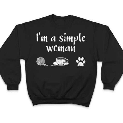 I M A Simple Woman Loves Knitting Coffee Dog Cat Paw T Shirt