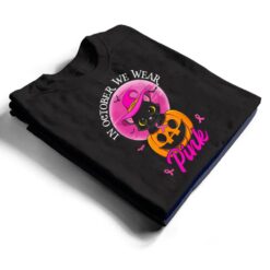 In October We Wear Pink Witch Cat Halloween Breast Cancer T Shirt - Dream Art Europa