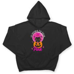 In October We Wear Pink Witch Cat Halloween Breast Cancer T Shirt - Dream Art Europa