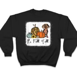 It's Fall Y'all Yellow Dachshund Dog Leopard Pumpkin Falling T Shirt - Dream Art Europa