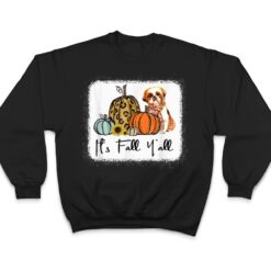 It's Fall Y'all Yellow Shih Tzu Dog Leopard Pumpkin Falling T Shirt - Dream Art Europa