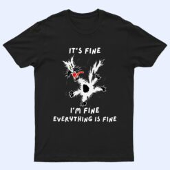 Its Fine I M Fine Funny Coffee Cute Sarcastic Black Cat T Shirt