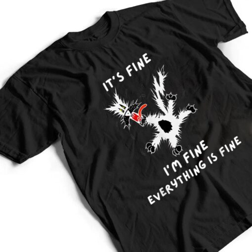 Its Fine I M Fine Funny Coffee Cute Sarcastic Black Cat T Shirt