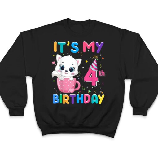 It's My 4th Birthday Girl Funny Cat Birthday 4 Year Old T Shirt