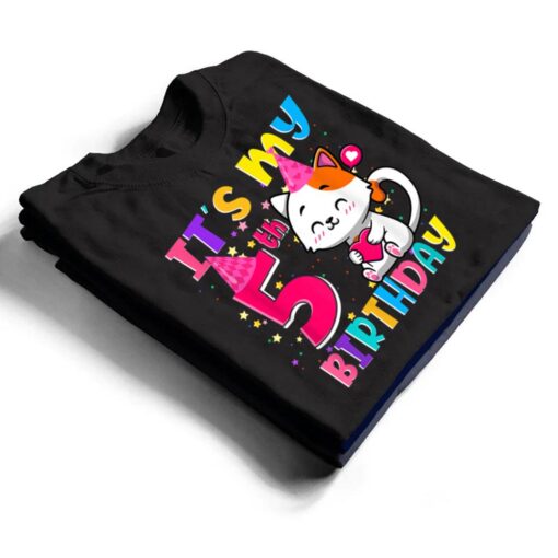 It's My 5th Birthday Gifts 5 Year Old Girl Funny Cat Lover T Shirt