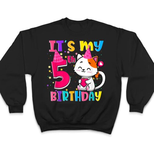 It's My 5th Birthday Gifts 5 Year Old Girl Funny Cat Lover T Shirt