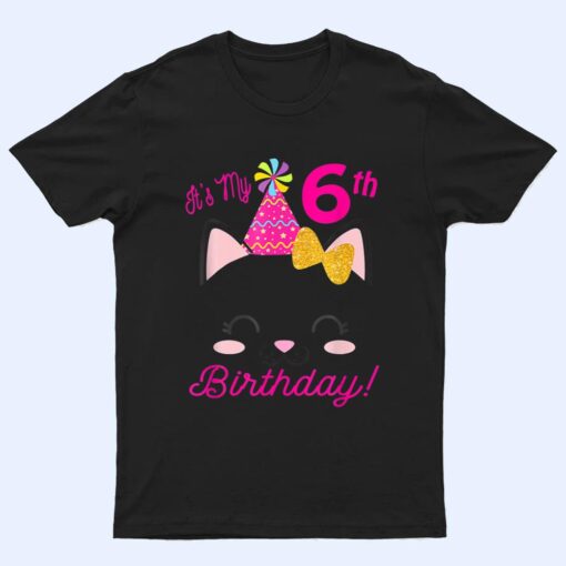 Its My 6H Birthday Girl Kitty Cat Heme Party Six T Shirt