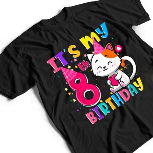 It's My 8th Birthday Gifts 8 Year Old Girl Funny Cat Lover T Shirt