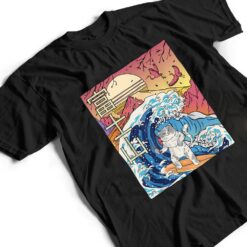 Japanese wave surfing Cat Art Japanese Mount fuji Sunset T Shirt - Dream Art Europa