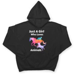 Just A Girl Who Loves Animals Dog Cat Horse T Shirt - Dream Art Europa