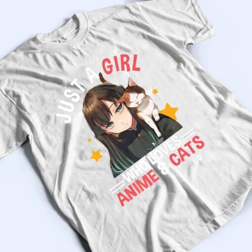 Just A Girl Who Loves Anime & Cats Cute Gifts Girls nager T Shirt