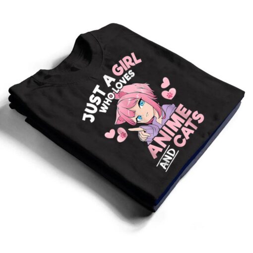 Just A Girl Who Loves Anime And Cats Cute Otaku Manga T Shirt