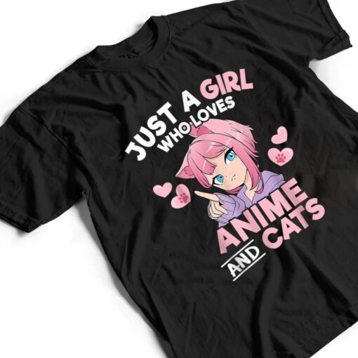 Just A Girl Who Loves Anime And Cats Cute Otaku Manga T Shirt