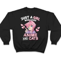 Just A Girl Who Loves Anime And Cats Cute Otaku Manga T Shirt - Dream Art Europa