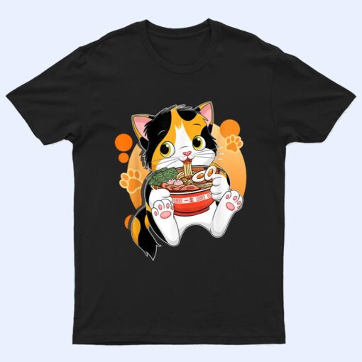 Kawaii Anime Cat  Japanese Ramen Noodles Gift T Shirt