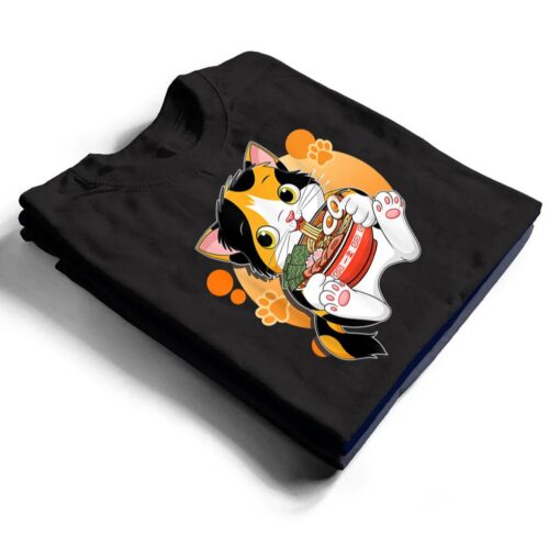 Kawaii Anime Cat  Japanese Ramen Noodles Gift T Shirt