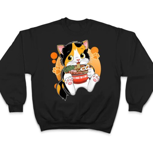 Kawaii Anime Cat  Japanese Ramen Noodles Gift T Shirt