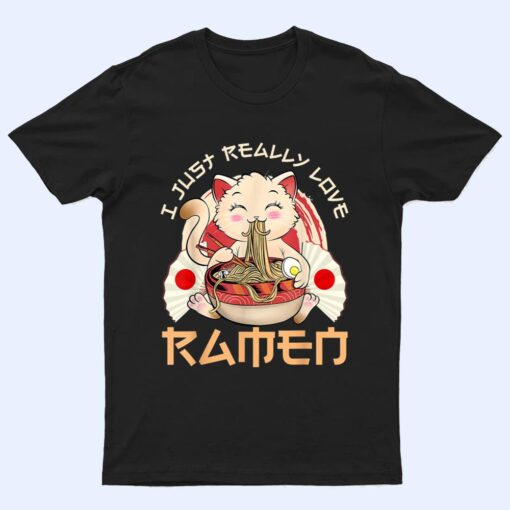 Kawaii Cat Ramen Japanese Black Anime Gift T Shirt