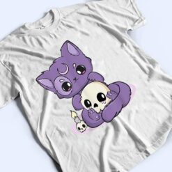 Kawaii Pastel Goth Cute Creepy Black Cat And Skull Anime Nu T Shirt - Dream Art Europa