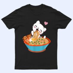 Kawaii Ramen Cat Eating Food Anime Japanese Gift T Shirt