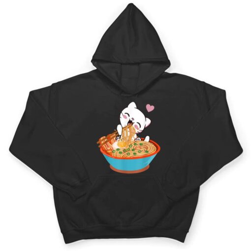 Kawaii Ramen Cat Eating Food Anime Japanese Gift T Shirt