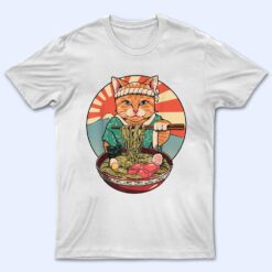 Kawaii Ramen Cat Japanese Neko Noodle Funny Vintage Anime T Shirt