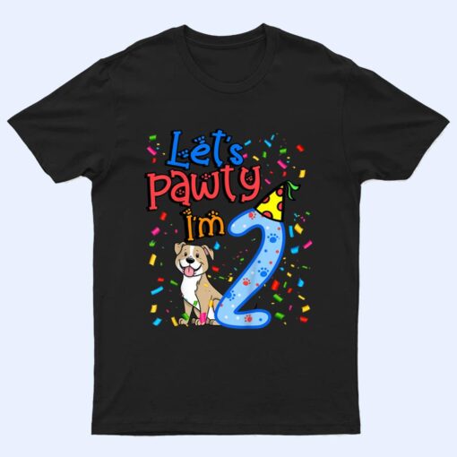 Kids 2nd Birthday Boy Dogs let's pawty i'm 2 year old puppy T Shirt