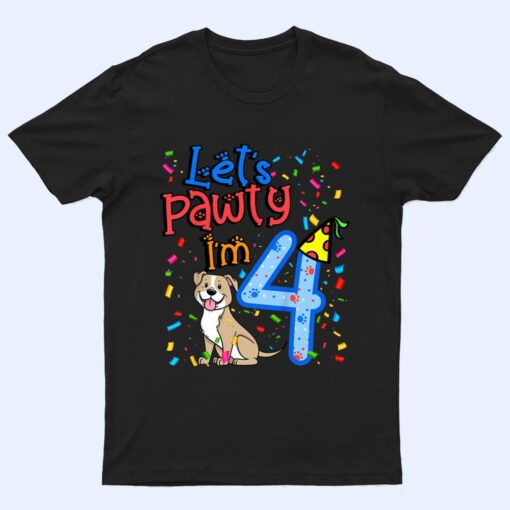 Kids 4th Birthday Boy Dogs let's pawty i'm 4 year old puppy T Shirt