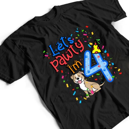 Kids 4th Birthday Boy Dogs let's pawty i'm 4 year old puppy T Shirt