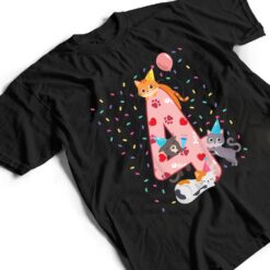 Kids 4th Birthday Girl cute Cat outfit 4 years old bday party T Shirt - Dream Art Europa