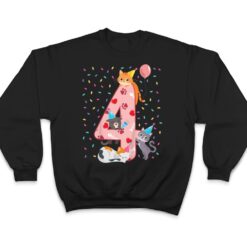 Kids 4th Birthday Girl cute Cat outfit 4 years old bday party T Shirt - Dream Art Europa