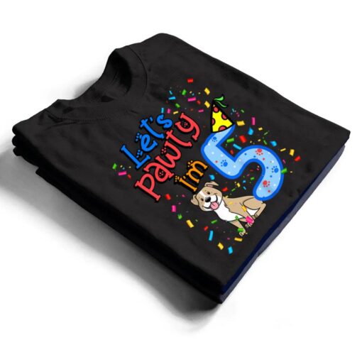 Kids 5th Birthday Boy Dogs let's pawty i'm 5 year old puppy T Shirt