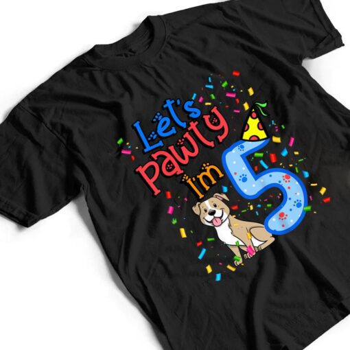 Kids 5th Birthday Boy Dogs let's pawty i'm 5 year old puppy T Shirt