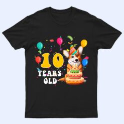 Kids Cute 10 Years Old Corgi Dog Lover 10th Birthday Party T Shirt