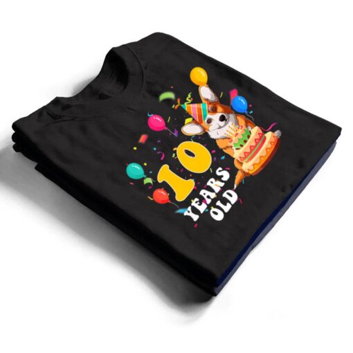 Kids Cute 10 Years Old Corgi Dog Lover 10th Birthday Party T Shirt