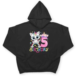 Kids Cute Cat Unicorn Face Floral 5 Year Old 5th Birthday Girls T Shirt - Dream Art Europa