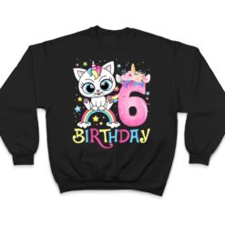 Kids Cute Cat Unicorn Face Floral 6 Year Old 6th Birthday Girls T Shirt - Dream Art Europa