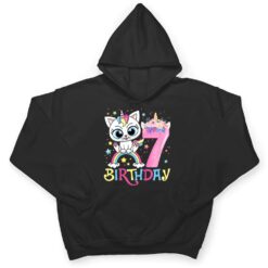 Kids Cute Cat Unicorn Face Floral 7 Year Old 7th Birthday Girls T Shirt - Dream Art Europa